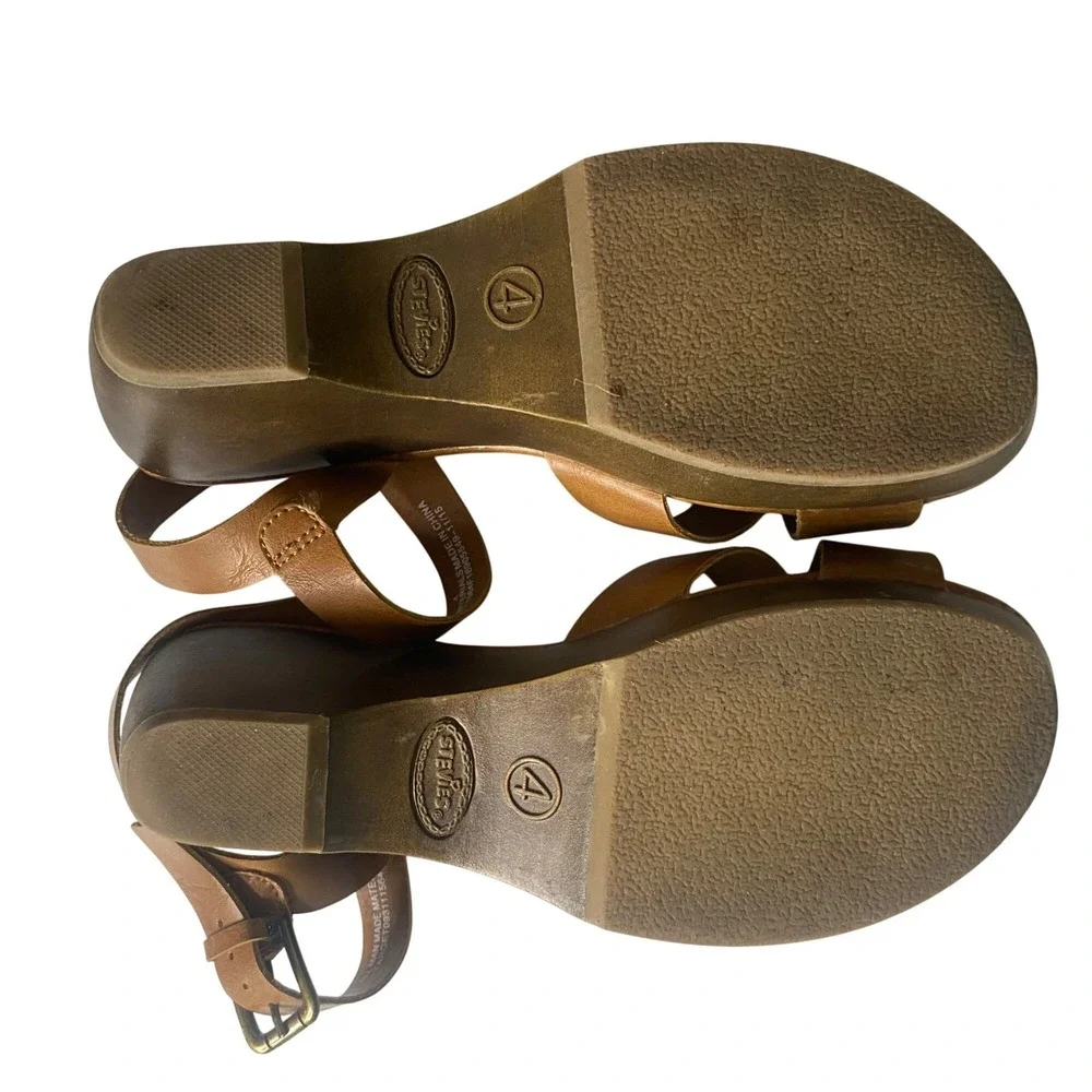 Steve Madden Stevies Groovy Sandals Girls Size 4 Brown Strap‎ Faux Leather